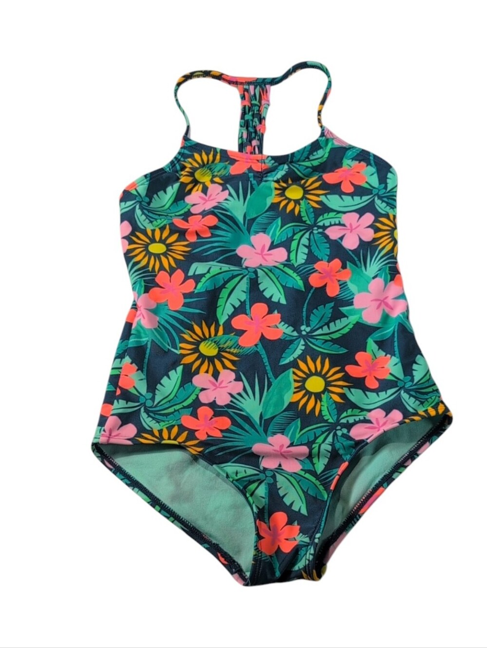 Art Class Girls Floral 1 Piece Swimsuit Size Medium
